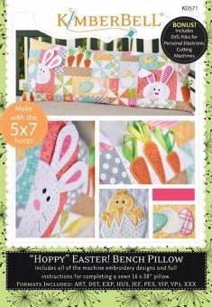 Kimberbell Hoppy Easter Bench Pillow Collection (Optional Machine Embroidery CD, Fabric/Embellishment Kit, and Thread Set Available)