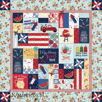 Kimberbell Red, White, & Bloom Quilt Collection (M.E. CD, Fabric Kits, Embellishment Kits, and Glide Thread Sets Available)