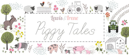 LAST BOLT! Lewis & Irene Piggy Tails Fabric Collection Farmyard on MidGrey Premium 100% Cotton Quilt Shop Quality Fabrics