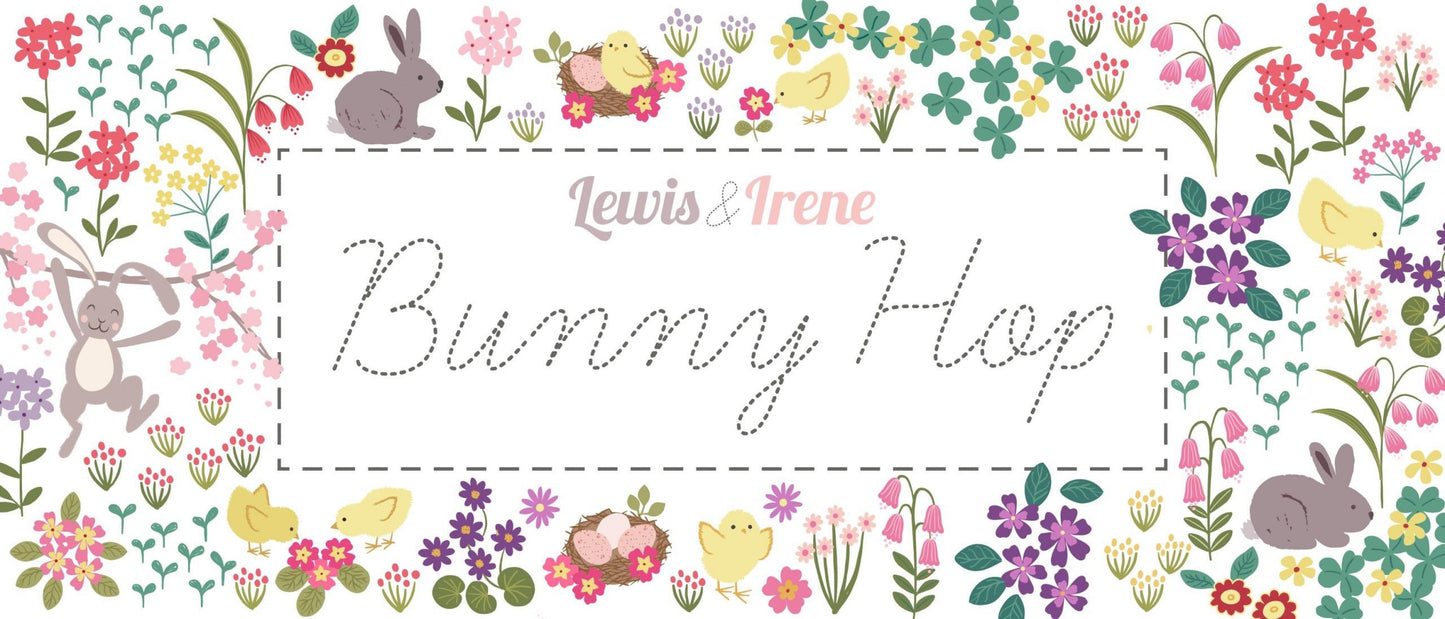 LAST BOLT! Lewis & Irene Bunny Hop Fabric Collection Bunny on Pink Premium 100% Cotton Quilt Shop Quality Fabrics