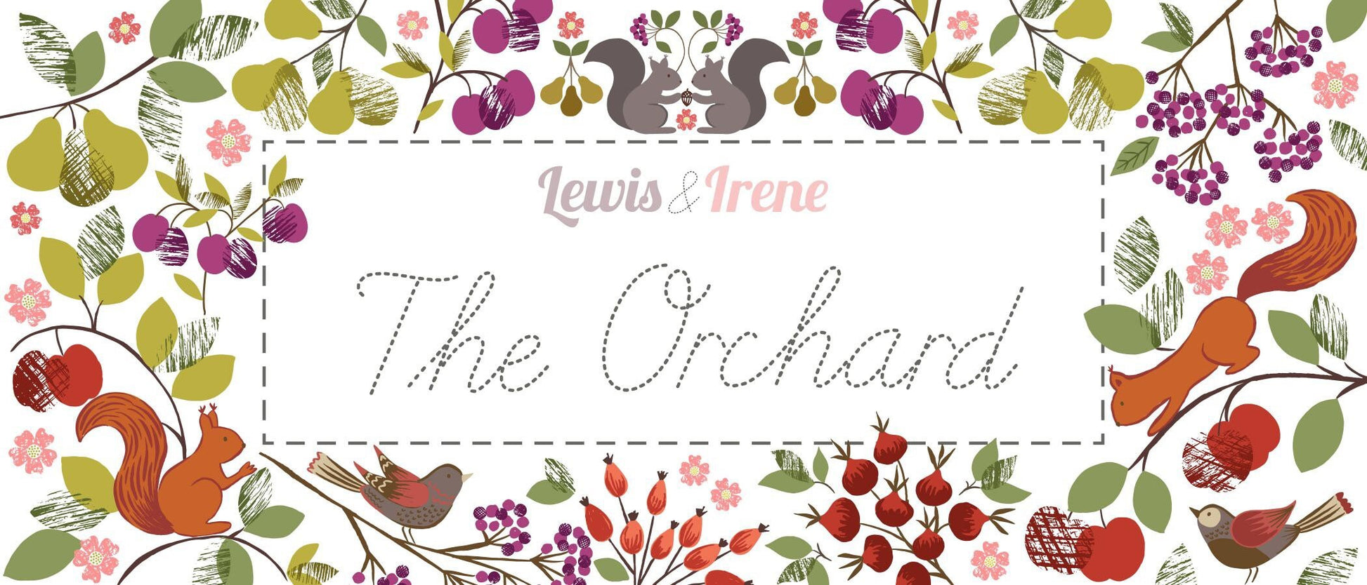 Lewis & Irene The Orchard Fabric Collection Abstract Berries on Cream Premium 100% Cotton Quilt Shop Quality Fabrics