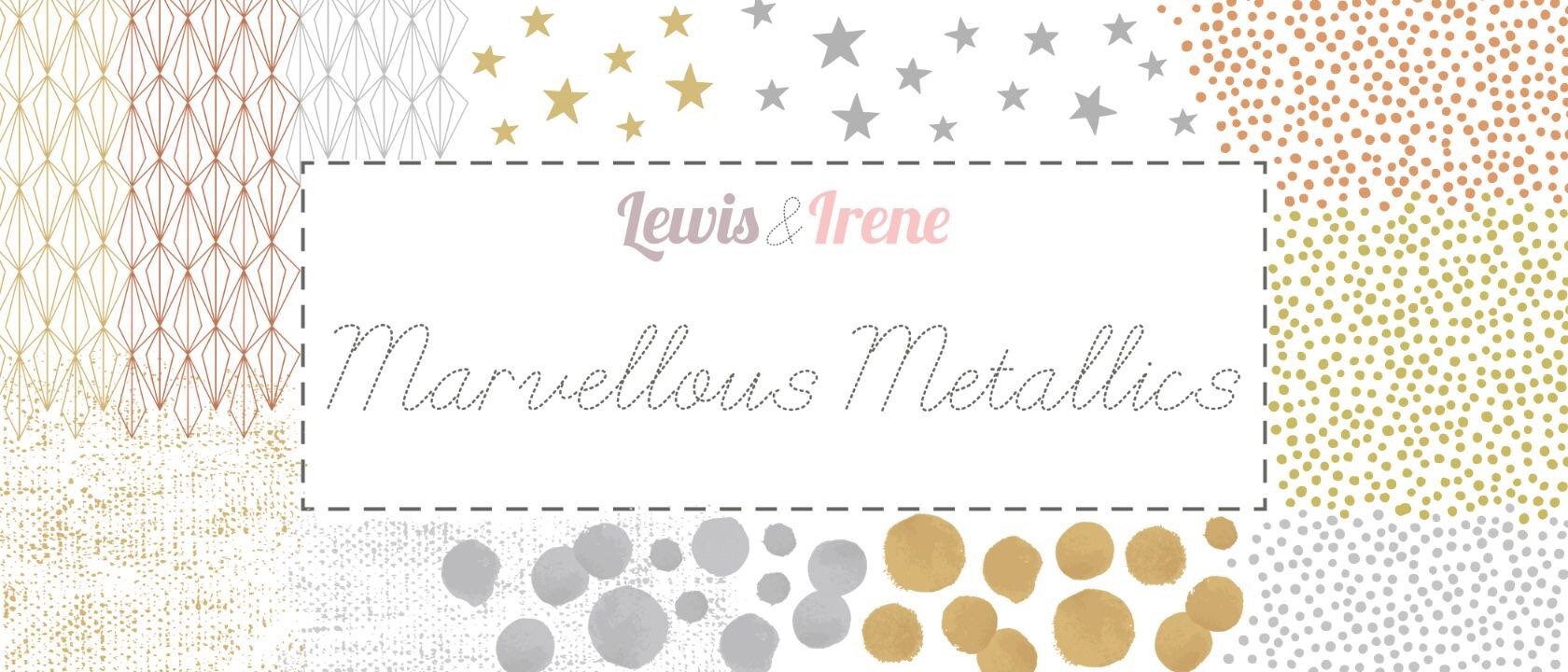 Lewis & Irene Marvelous Metallics Fabric Collection Metallic Gold Texture on Cream Premium 100% Cotton Quilt Shop Quality Fabrics