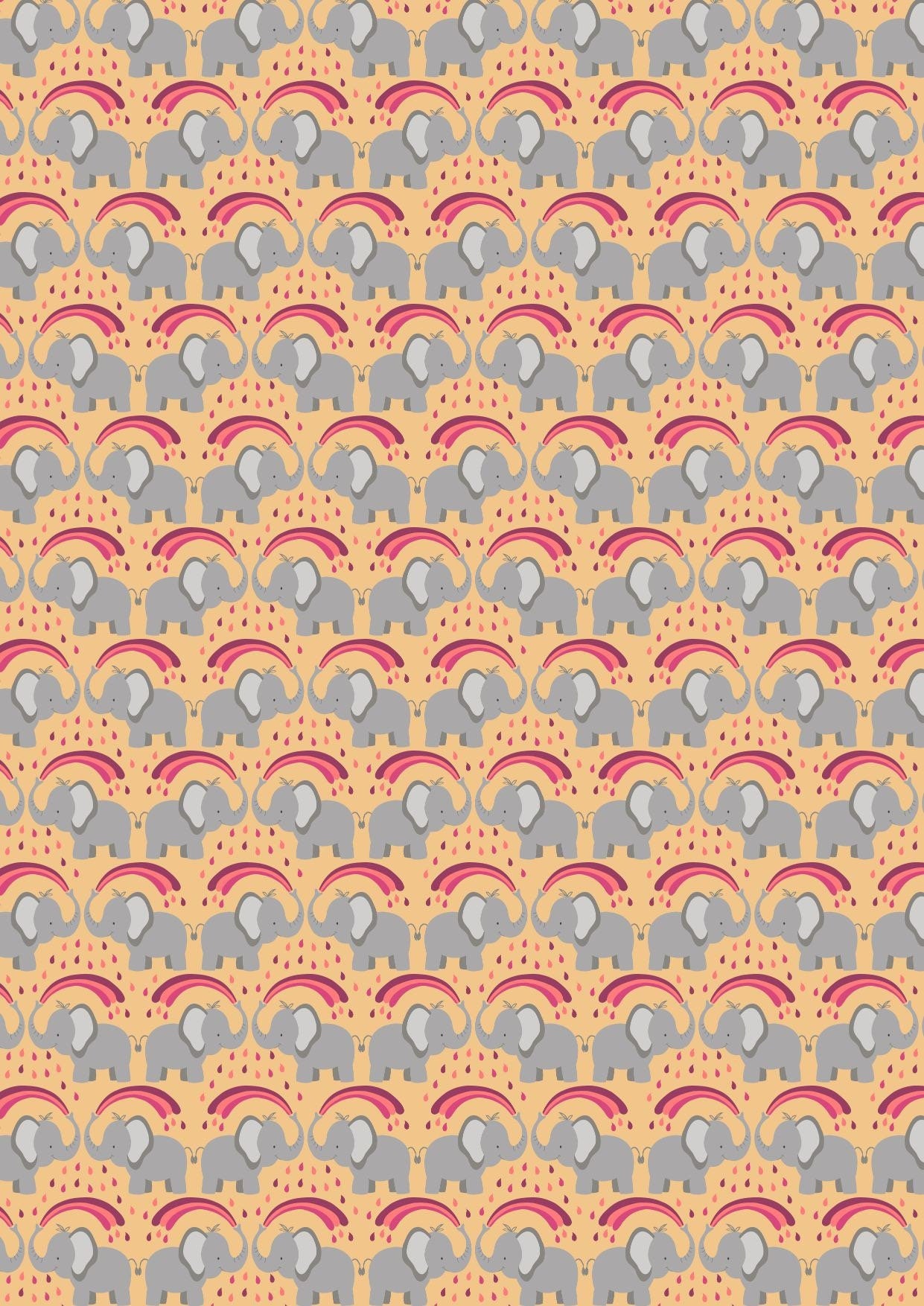 Lewis & Irene Rainbows Fabric Collection Elephants on Ochre Premium 100% Cotton Quilt Shop Quality Fabrics