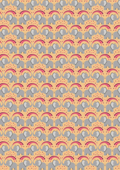 Lewis & Irene Rainbows Fabric Collection Elephants on Ochre Premium 100% Cotton Quilt Shop Quality Fabrics