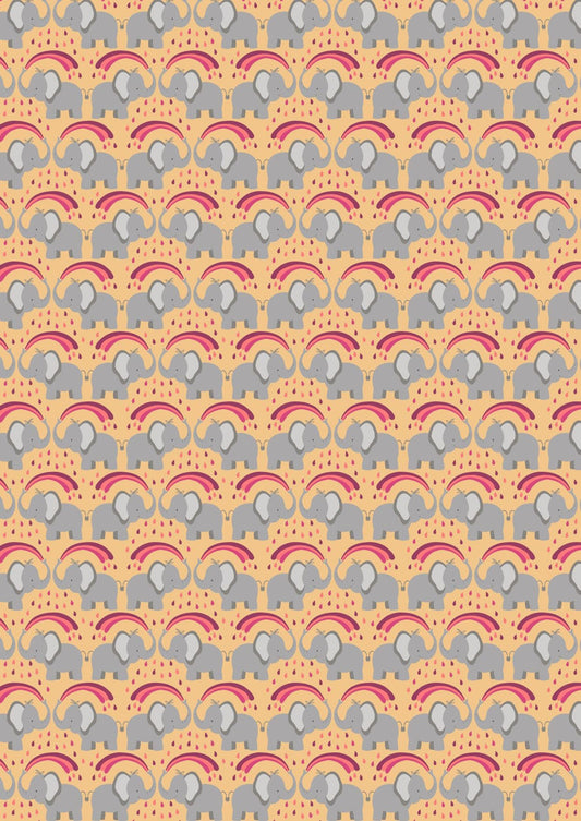 Lewis & Irene Rainbows Fabric Collection Elephants on Ochre Premium 100% Cotton Quilt Shop Quality Fabrics