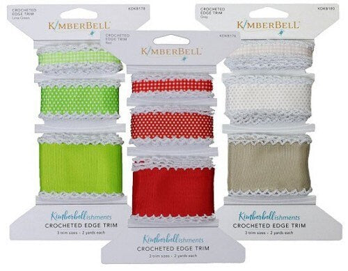 Kimberbell Kimberbellishments Crocheted Edge Grosgrain Ribbon Trim - Grey/Taupe