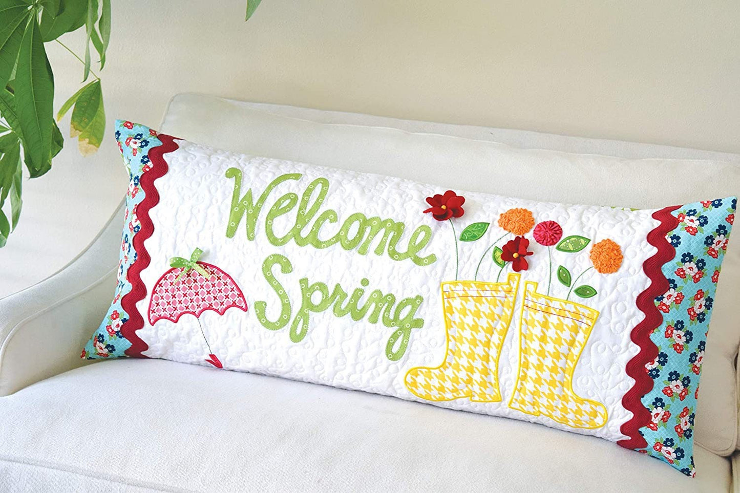 RETIRED!! Kimberbell Welcome Spring Bench Pillow Collection (Optional Machine Embroidery CD or Sewing Versions Available)