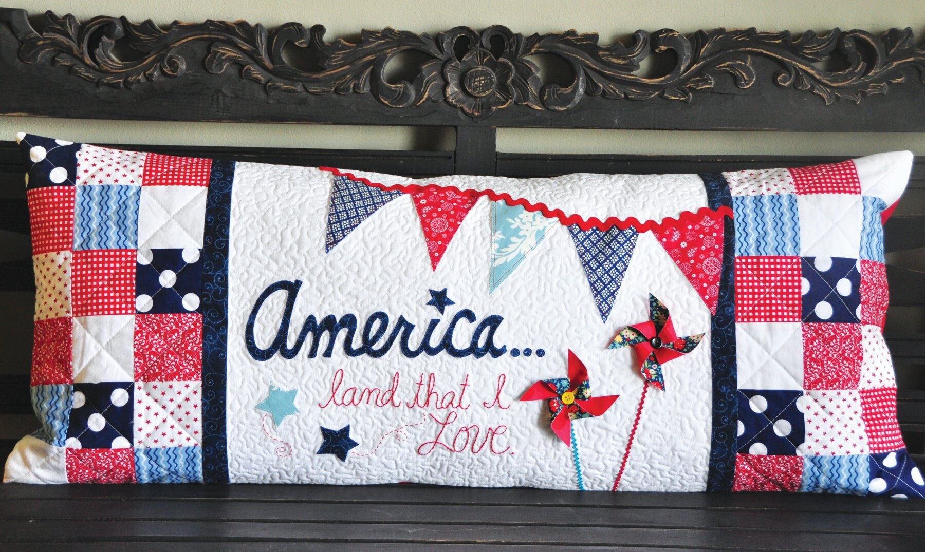 RETIRED!! Kimberbell America! Land That I Love! Bench Pillow Collection (Optional Machine Embroidery CD or Sewing Version Available)