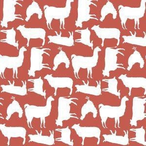 Poppie Cotton Prairie Sisters Fabric Collection Barnyard on Red Premium 100% Cotton Quilt Shop Quality Fabrics