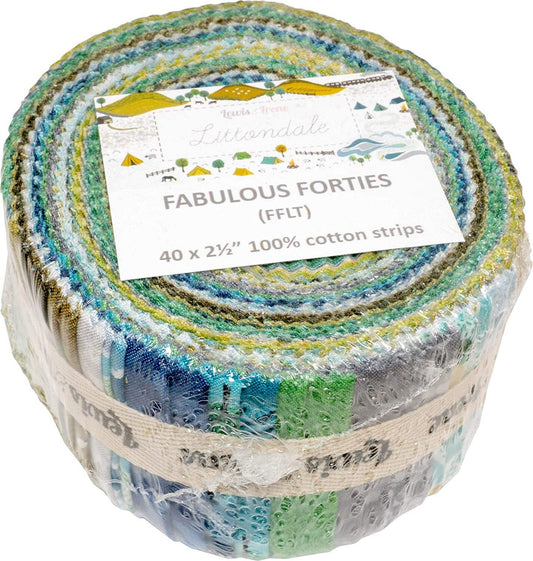 Lewis & Irene Littondale Fabric Collection Fabulous 40s Jellyroll (40-2.5” Fabric Strips) Premium 100% Cotton Quilt Shop Quality Fabrics