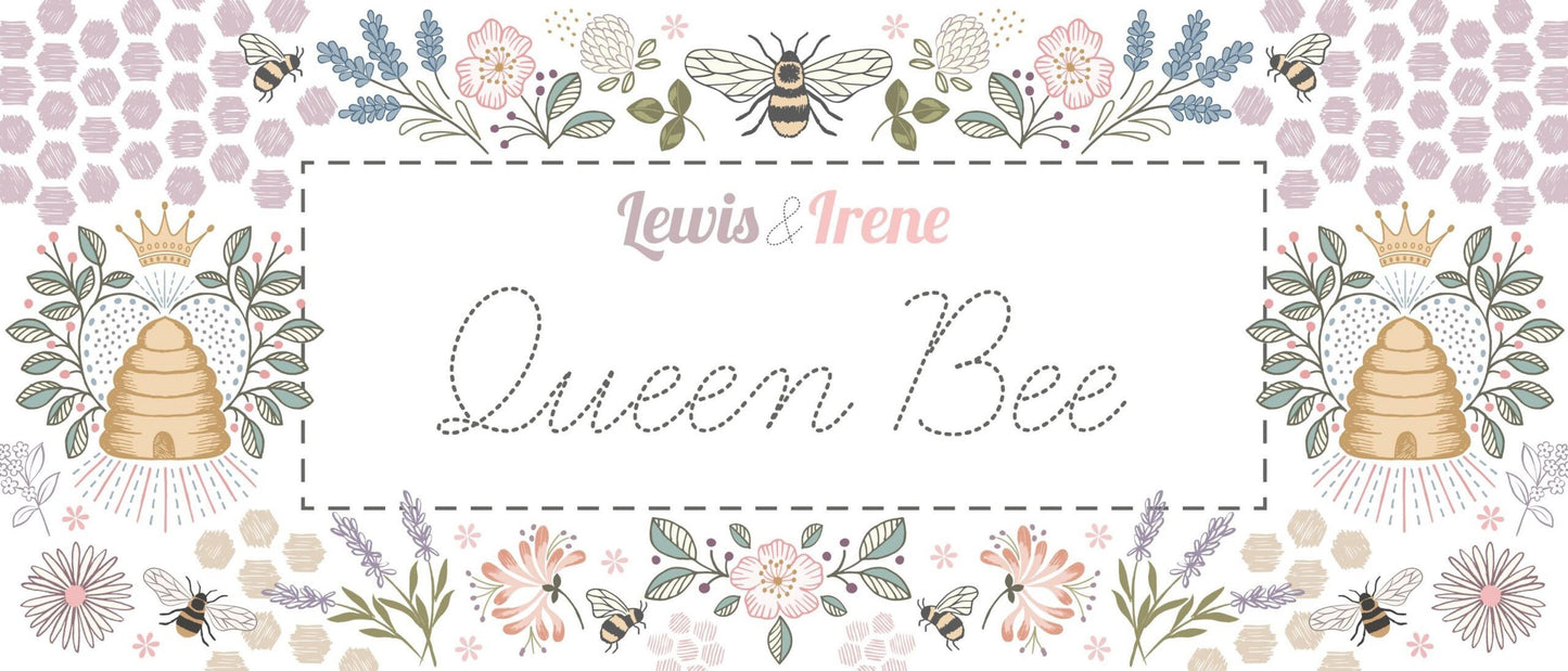 LAST BOLT! Lewis & Irene Queen Bee Fabric Collection Busy Bees on Dark Cream Premium 100% Cotton Quilt Shop Quality Fabrics