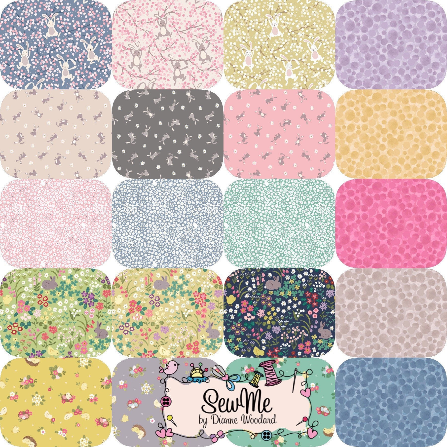 LAST ONE!! Lewis & Irene Bunny Hop Fabric Collection 10 Yard Bundle (No Repeats) Premium 100% Cotton Quilt Shop Quality Fabrics