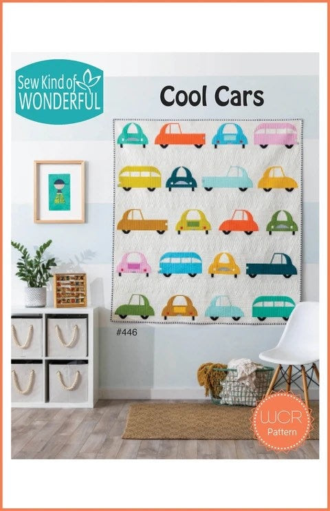 Sew Kind of Wonderful Cool Cars Quilt Pattern Finished Size 62”x67”