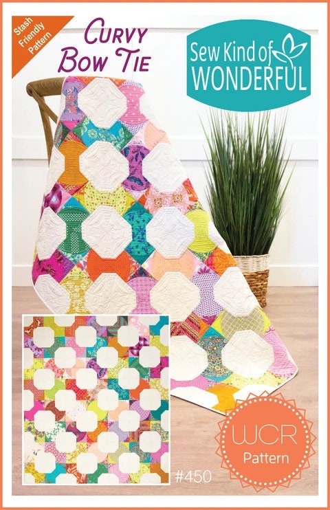 Sew Kind of Wonderful Curvy Bow Tie Quilt Pattern Finished Size 49”x56”