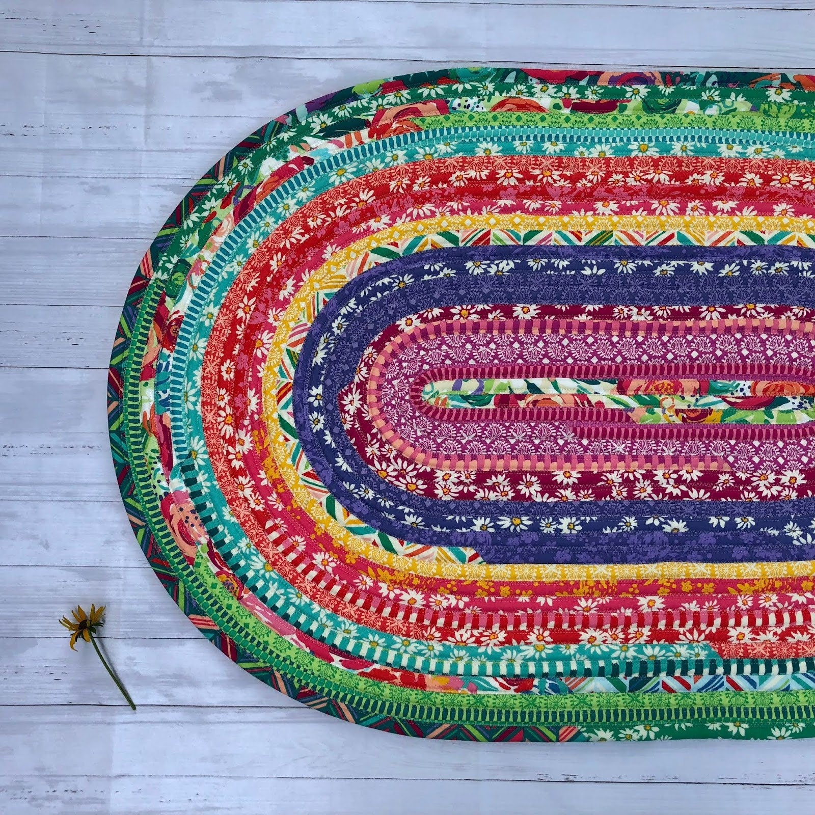 RJ Designs Jelly-Roll Rug Pattern Finished size 30”x44” Oval