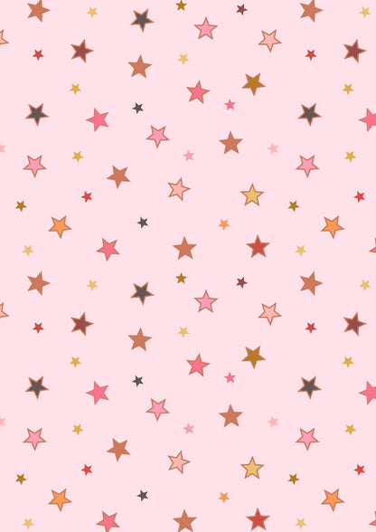 LAST BOLT! Lewis & Irene Rainbows Fabric Collection Rose Gold Metallic Calming Stars on Pink Premium 100% Cotton Quilt Shop Quality Fabrics