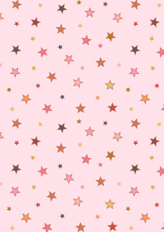 LAST BOLT! Lewis & Irene Rainbows Fabric Collection Rose Gold Metallic Calming Stars on Pink Premium 100% Cotton Quilt Shop Quality Fabrics