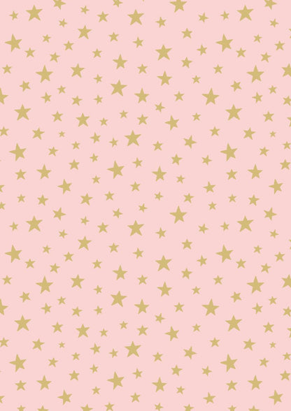 Lewis & Irene Marvelous Metallics Fabric Collection Metallic Gold Stars on Pink Premium 100% Cotton Quilt Shop Quality Fabrics