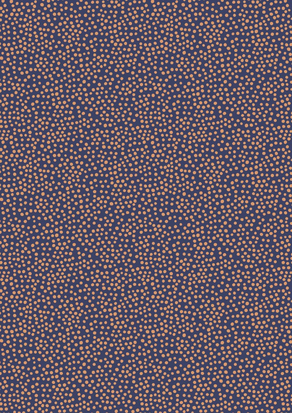 Lewis & Irene Marvelous Metallics Fabric Collection Metallic Copper Spot on Navy Premium 100% Cotton Quilt Shop Quality Fabrics