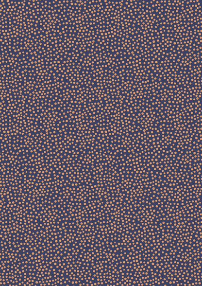 Lewis & Irene Marvelous Metallics Fabric Collection Metallic Copper Spot on Navy Premium 100% Cotton Quilt Shop Quality Fabrics