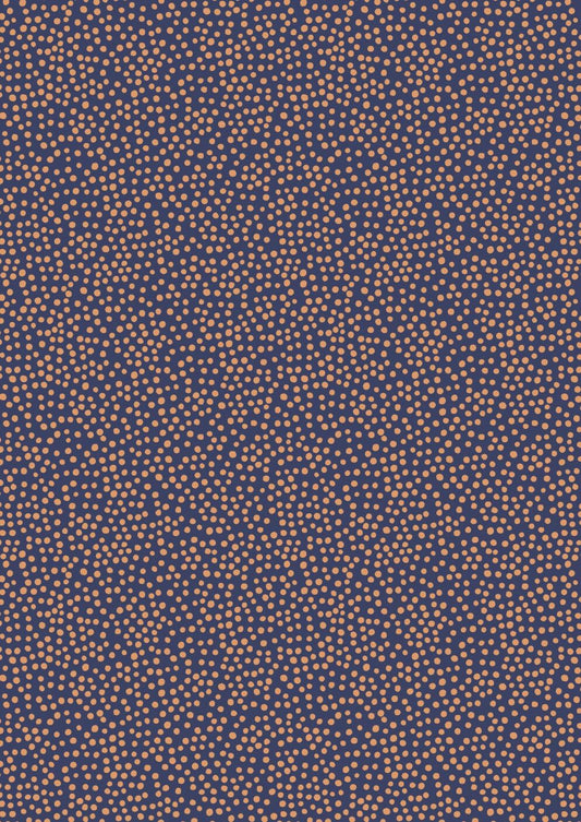 Lewis & Irene Marvelous Metallics Fabric Collection Metallic Copper Spot on Navy Premium 100% Cotton Quilt Shop Quality Fabrics