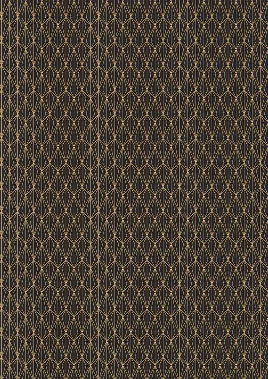 Lewis & Irene Marvelous Metallics Fabric Collection Metallic Gold Geometric on Black Premium 100% Cotton Quilt Shop Quality Fabrics