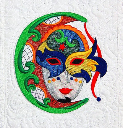 Purely Gates Mylar Marti Gras 21 Design Machine Embroidery CD w/Mylar Sheet (uses 5”x7” & 8”x8” hoops) + FleurDeLis Quilting Motif