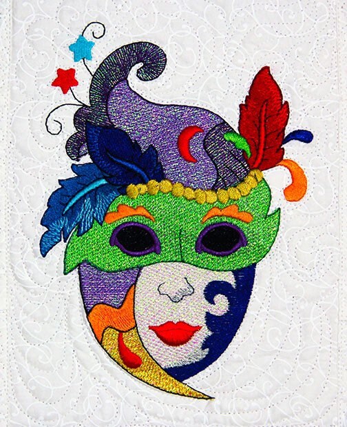 Purely Gates Mylar Marti Gras 21 Design Machine Embroidery CD w/Mylar Sheet (uses 5”x7” & 8”x8” hoops) + FleurDeLis Quilting Motif