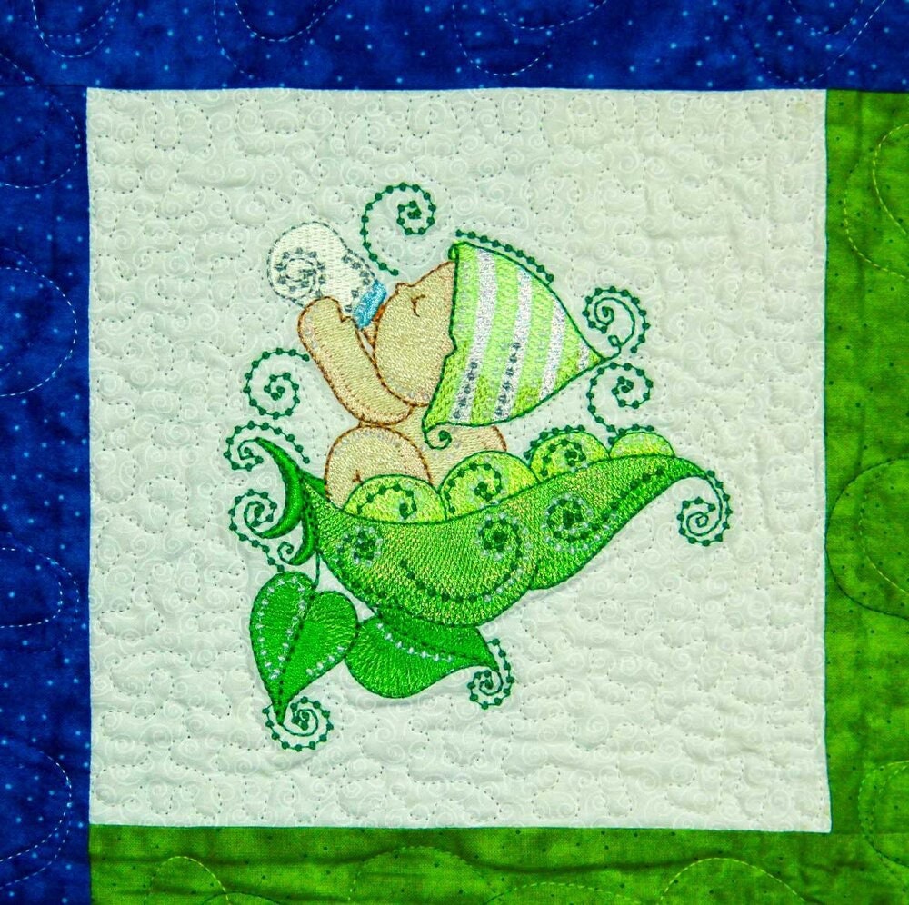 Purely Gates Mylar Swirly Pea Pods 10 Design Machine Embroidery CD w/Mylar Sheet (uses 5”x7” hoop)