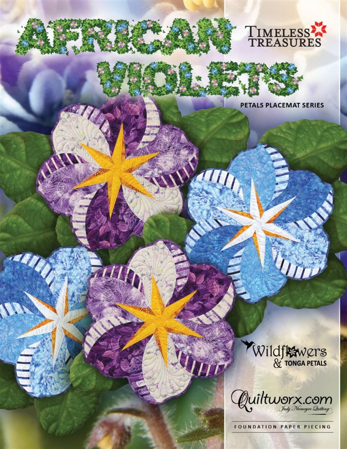 Quiltworx African Violets Petals Foundation Paper Piecing Placemat Pattern