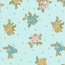 Maywood Studios Sunlit Blooms Fabric Collection Floral Polka Dots on Light Blue MAS9844-B QSQ100% Cotton