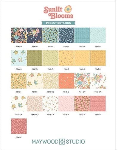 Maywood Studios Sunlit Blooms Fabric Collection Floral Polka Dots on White MAS9844-SW QSQ100% Cotton