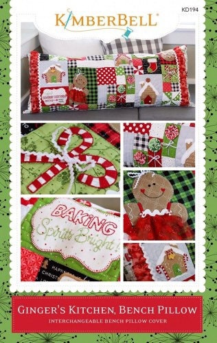 Kimberbell Ginger's Kitchen Bench Pillow Collection (Opt. Machine Embroidery, Fabric/Backing Kit, Embellishment Kit, & Thread Sets)