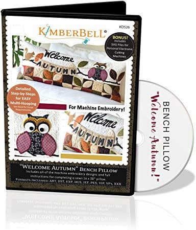 Kimberbell Welcome Autumn Bench Pillow Collection Machine Embroidery CD