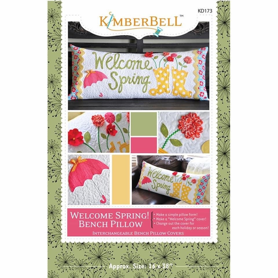 RETIRED!! Kimberbell Welcome Spring Bench Pillow Collection (Optional Machine Embroidery CD or Sewing Versions Available)