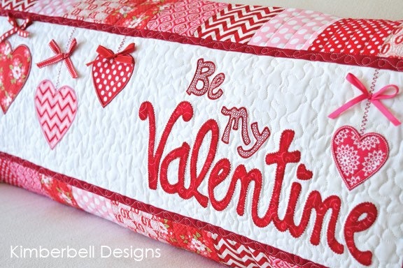 RETIRED!! Kimberbell Be My Valentine Bench Pillow Collection (Optional Machine Embroidery CD or Sewing Version Available)