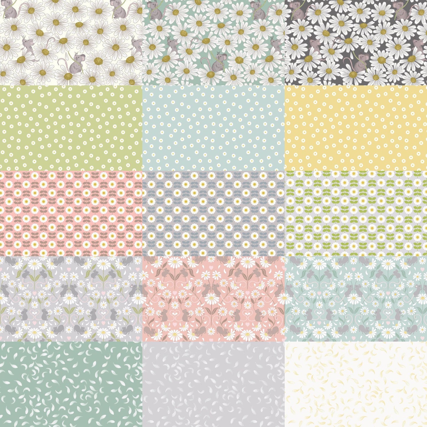 RETIRED! Lewis & Irene Love Me Love Me Not Fabric Collection Retro Daisies on Pink Premium 100% Cotton Quilt Shop Quality Fabrics