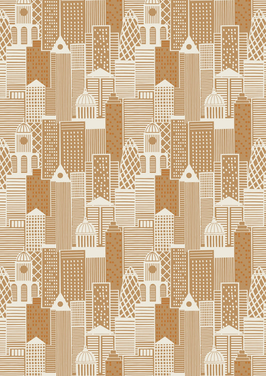 Lewis & Irene City Nights Fabric Collection City Buildings on Copper Premium 100% Cotton Quilt Shop Quality Fabrics