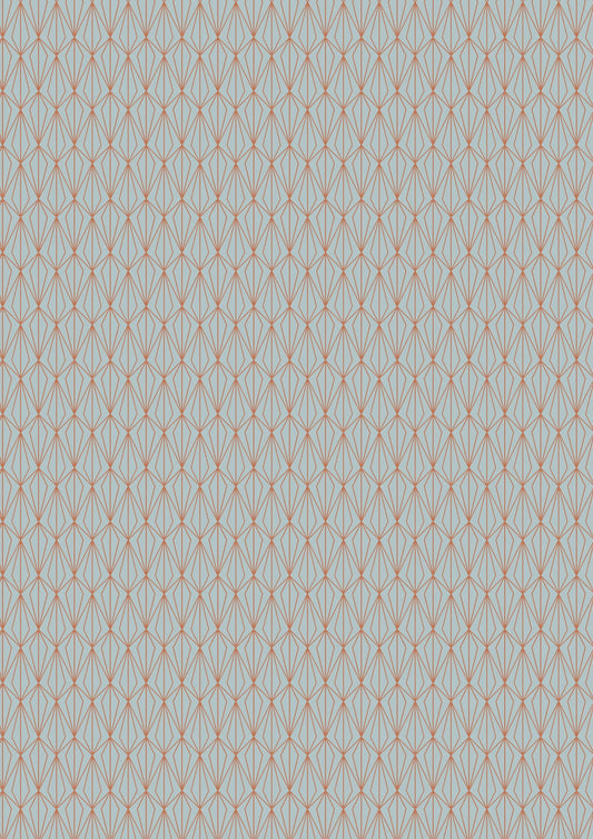 Lewis & Irene City Nights Fabric Collection Metallic Copper Architectural Blender on Duck Egg Blue Premium 100% Cotton Fabrics