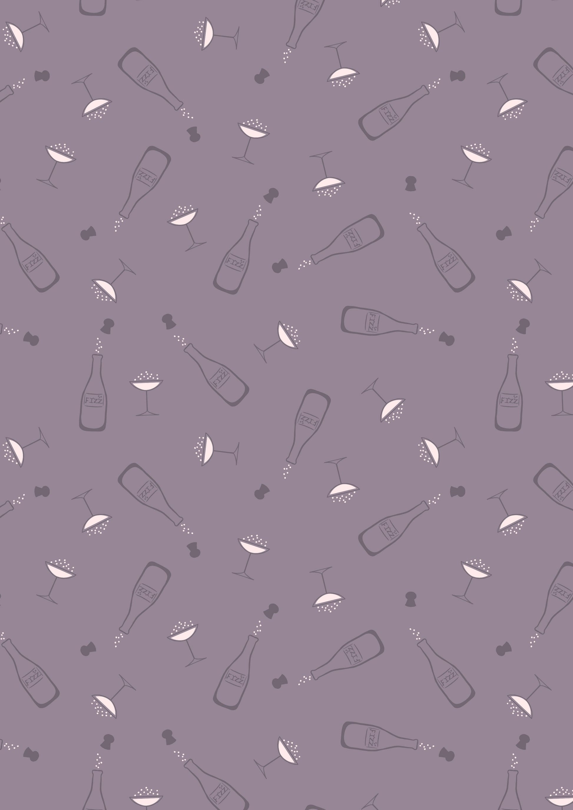 LAST BOLT! Lewis & Irene Cocktail Fabric Collection Fizz on Lilac Grey Premium 100% Cotton Quilt Shop Quality Fabrics