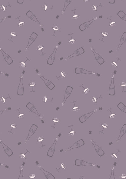 LAST BOLT! Lewis & Irene Cocktail Fabric Collection Fizz on Lilac Grey Premium 100% Cotton Quilt Shop Quality Fabrics