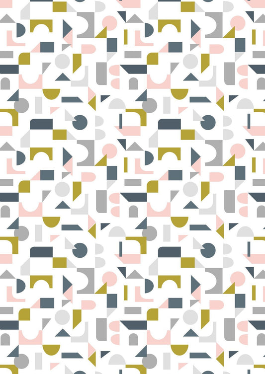 Lewis & Irene Forme Fabric Collection Scattered Geometric on Cream Premium 100% Cotton Quilt Shop Quality Fabrics