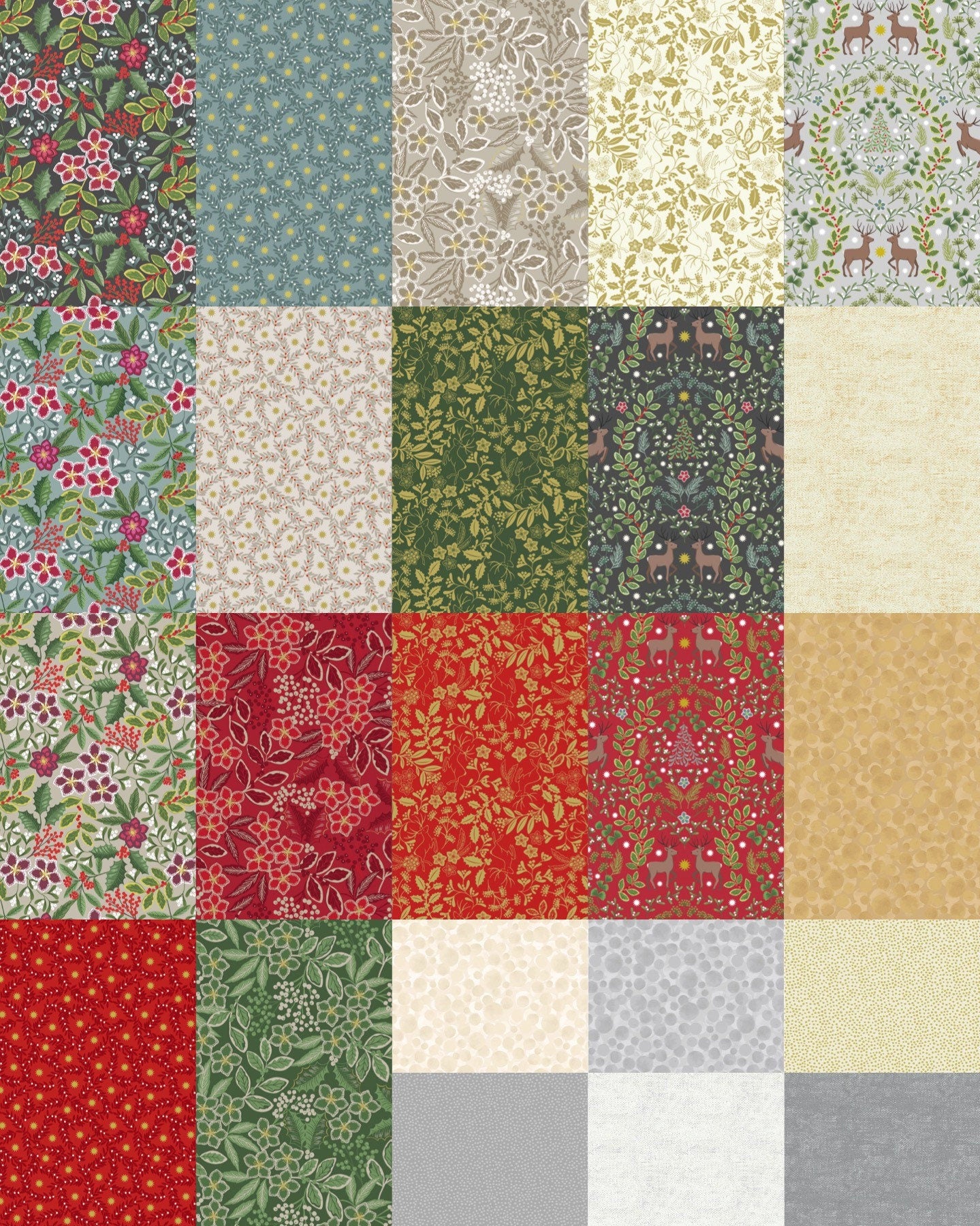 LAST BOLT! Lewis & Irene Noel Fabric Collection Christmas Metallic Gold Floral on Slate Blue Premium 100% Cotton Fabrics