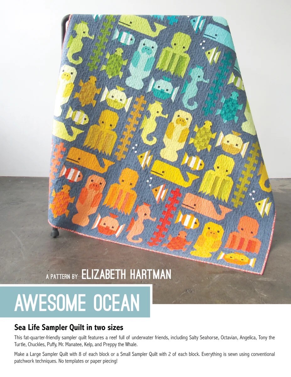 Elizabeth Hartman Awesome Ocean Quilt Pattern (2 Size Variations Per Pattern)