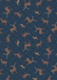 LAST BOLT!! Lewis & Irene Loch Lewis Fabric Collection Deer Check on Dark Blue Premium 100% Cotton Quilt Shop Quality Fabrics