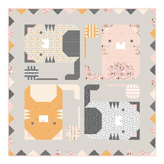 LAST ONE! Pen + Paper Kitten Around Quilt Kit Featuring Paintbrush Studio Fabrics 48.5”x48.5” Premium 100% Cotton Fabrics