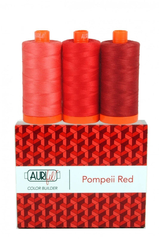 Aurifil Pompeii Red Color Builders 3 Large Spool Thread Set 50WT (Large Spool 1422YDS)