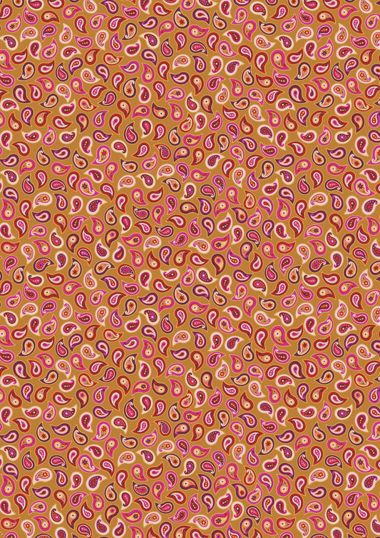 Lewis & Irene Soraya Fabric Collection Small Paisley on Yellows Premium 100% Cotton Quilt Shop Quality Fabrics