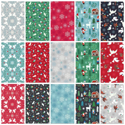 GLOWING FABRICS!! Lewis & Irene Hygge Glow Fabric Collection Glowing Mini Tomte on Red Premium 100% Cotton Quilt Shop Quality Fabrics