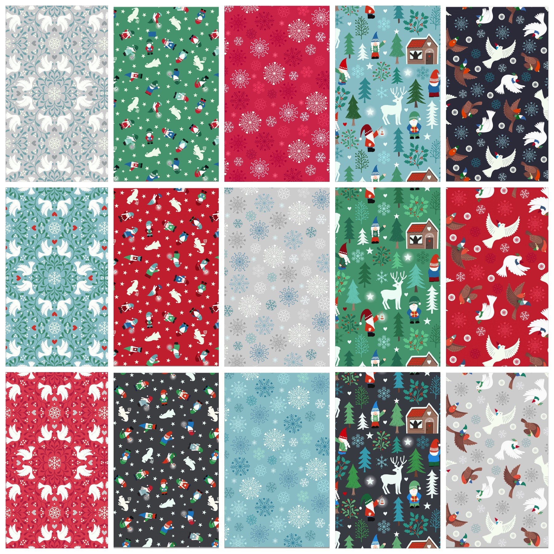 GLOWING FABRICS!! Lewis & Irene Hygge Glow Fabric Collection Glowing Flying Tomte on Red Premium 100% Cotton Quilt Shop Quality Fabrics